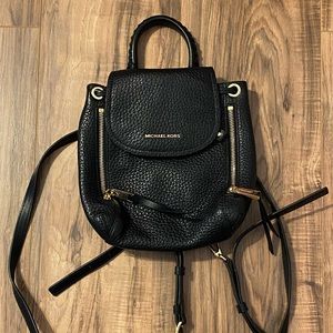 Michael Kors XS Viv Black Pebbled Leather Backpack